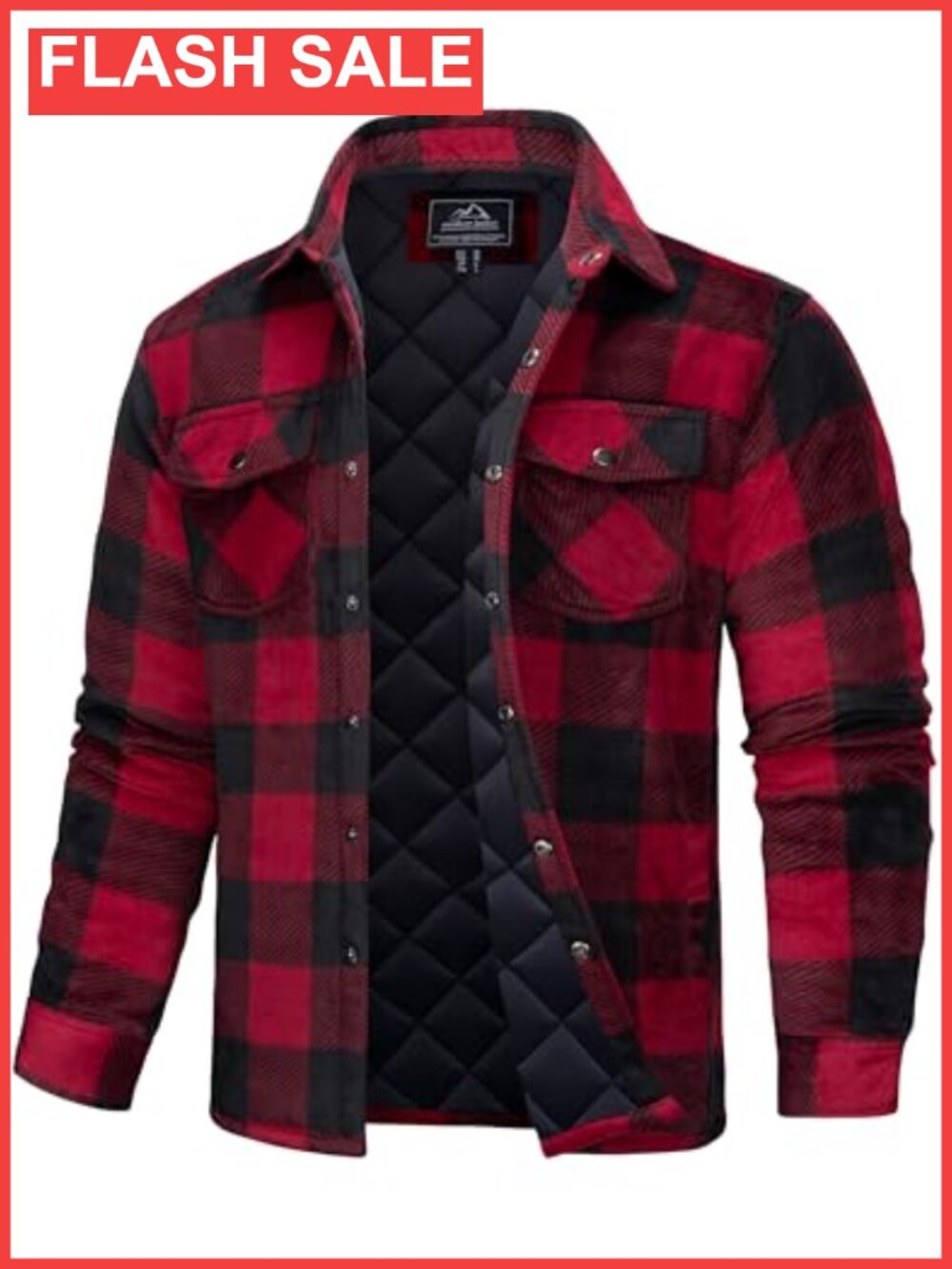 MAGCOMSEN Quilted Lined Flannel Shirt Jacket Buffalo Plaid Snap Front Men's